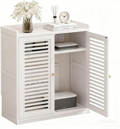 JHUVNHGT Router Rack，Caja Router,Estante De Almacenamiento Multimedia Estante De Almacenamiento WiFi para Componentes De TV, Cajas De Cables Routers Remotos(Color:Blanco)