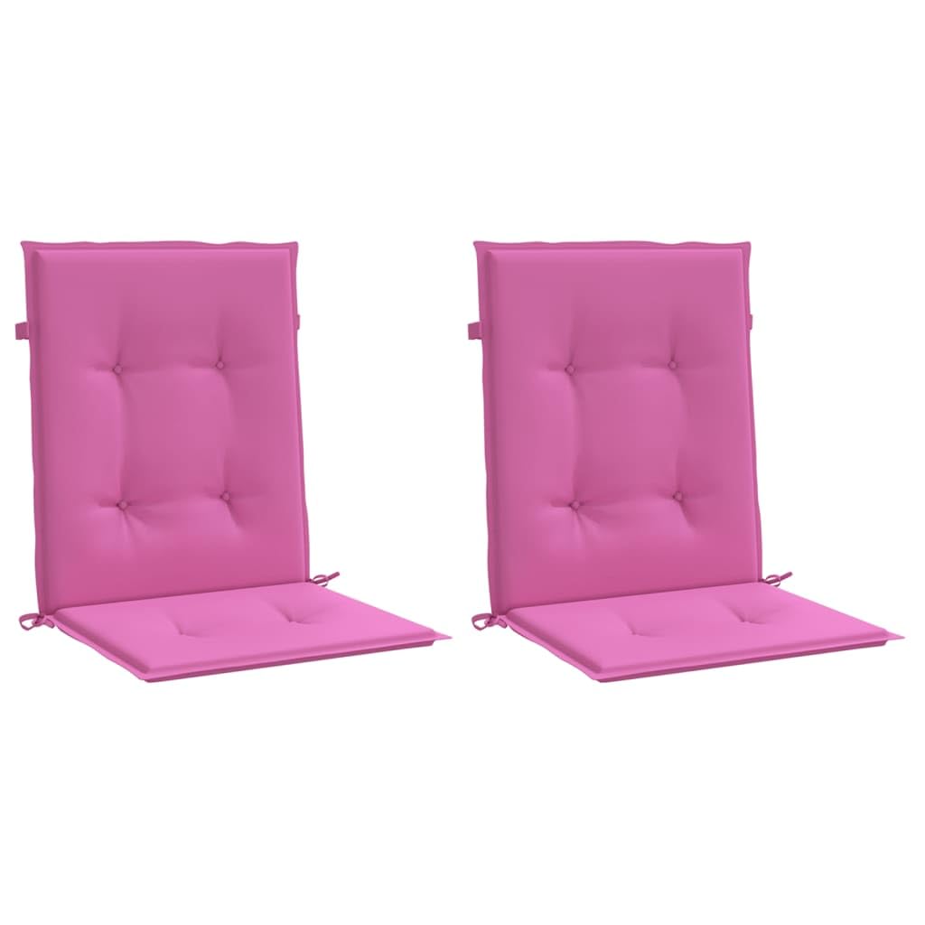 Set di 2 cuscini per sedia a schienale basso, 100 x 50 x 4 cm, in 100% poliestere, con fibra di schiuma, antiscivolo, per sedie da giardino, balcone e terrazza, colore rosa