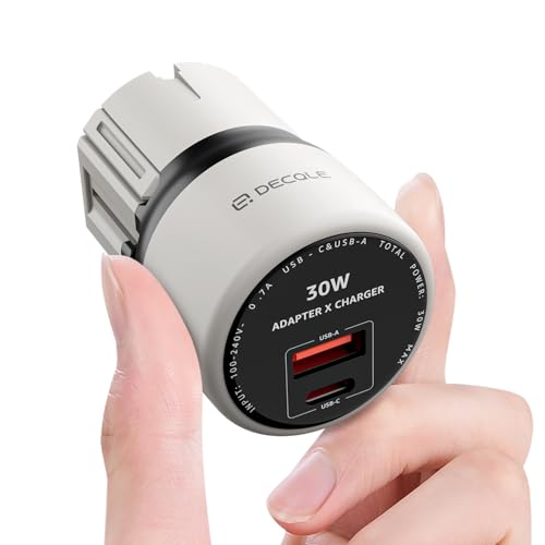 decqle 超ミニ decqle 超ミニ 超コンパクト 海外旅行用USBアダプター コンセントなし USB-C(PD 30W)&A付き 全世界対応(アメリカ/イギリス/ヨーロッパ/オーストラリア/中国などの224+国々のコンセントに対応)