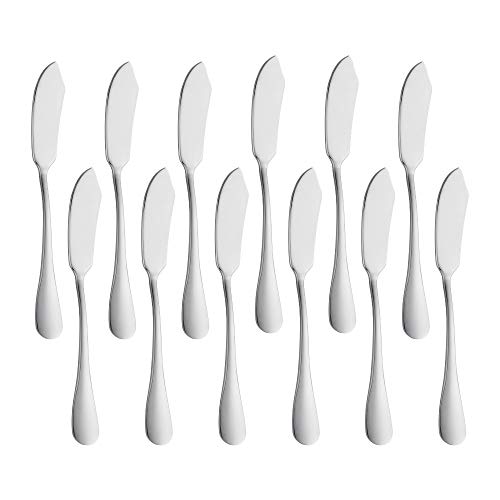 Meisha - Juego de 12 cuchillos de mantequilla de acero inoxidable, esparcidores de queso, 14,5 cm, mini cuchillos de cocina para tostadas sándwich pastel pan desayuno - plata