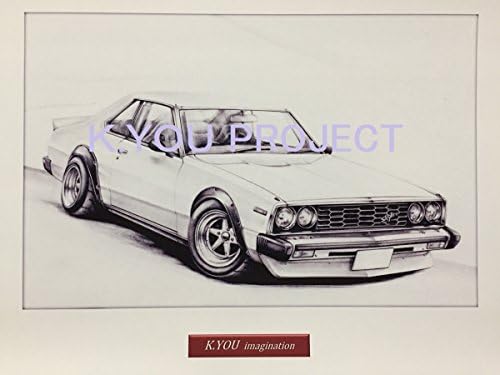 Amazon 名車 旧車 イラスト 日産 スカイライン ジャパンr 額縁 作者直筆サイン入り ノスタルジックカー 鉛筆画 原画コピー ギフト 車 バイク