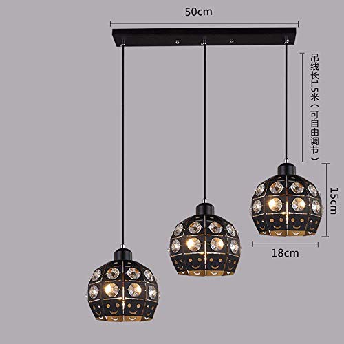 Suspension plafonnier lustre LED cristal noir long 9W industriel
