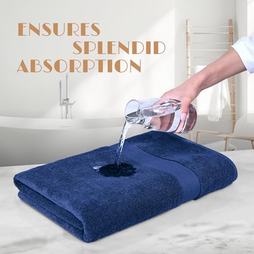 Image of Luxury Soft Bath Sheet Towels Set - 650 GSM Cotton Luxury Bath Towels Extra Large 35x70 | Highly Absorbent and Quick Dry | Hotel Quality Extra Large Bath Towels Oversized, Navy Blue, 2 Pack