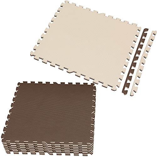 アイリスオーヤマ ジョイントマット 極厚1.8cm 62×62cm 16枚組 ノンホルムアルデヒド 洗える ブラウン / ベージュ JTMR-616