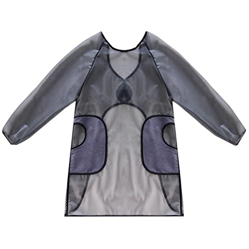 Utopone Delantal Transparente de Material de PVC Manga Corta/Manga Larga/Manga Corta + Manga Espalda Impermeable y a Prueba de Aceite Diseño de Malla Transpirable con Bolsillos Que se Pueden Limpiar Cover