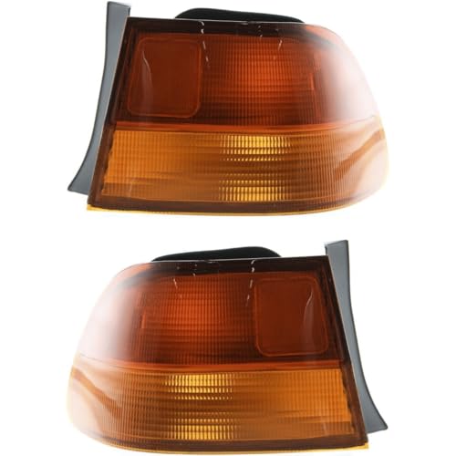 PinkMoMo Tail Light Assembly 2pcs Outer Left Driver and Right Passenger Side Red Amber Lens without Bulb Lamp Replacement Turn Signal Set Taillight for Honda for Civic 1996-1998 14903857