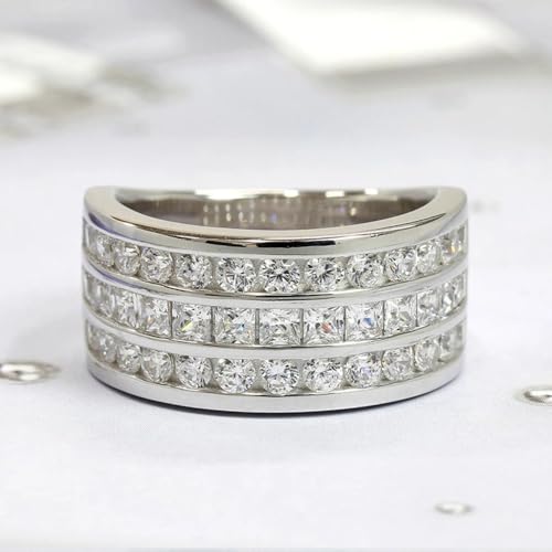 White Gold Plated White Cubic Zirconia Three-in-One Engagement Rings Wedding Bridal Band Promise Rings Evening Parties Anniversary Valentine's Day Gifts Eternity Bands for Women