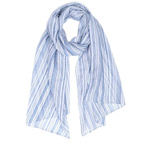 BOQUN Schal Hellblau Von Frauen, Vertikal Gestreiften Modeschal Weicher Und Vielseitiger Frischer Schal Warmer Schal-A-Einheitsgröße