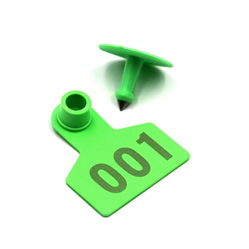 Livestocktool Pig Ear Tags Green Medium Plastic Livestock Ear Tags For Hog Swine Sow Ear Tags With Number 001-100 (Pig, Green) #TOP3