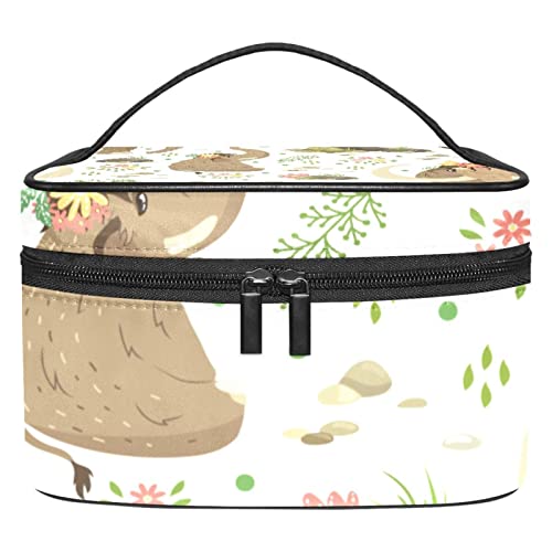 Éléphants Floraux Trousse de Maquillage de Voyage Trousse de Toilette pour Femmes et Filles Cover