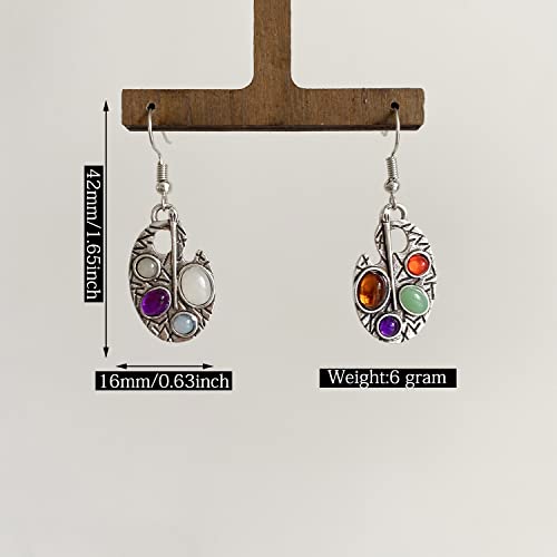 Unique Handmade Charm Sparkly Colorful Crystal Enamel Paint Palette Dangle Earrings Vintage Bohemian Silver Paint Brush Drop Earrings For Women Artist Painter Statement Jewelry Gifts2