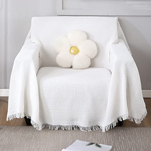 Image of HOKIPO Polyster Cotton Sofa Couch Slipcover 1 Seater, 180 (D) x 180 (L) cm, White (AR-4638-N6)