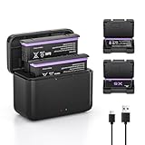 2-Pack Battery and Fast Charger Box for Insta360 X5, 2800mAh Replacement Batteries Pack and Dual Channel Fast Charging Portable Case for Insta 360 X5 Action Camera(Battery*2 and Charger*1)