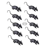 Hocai 10 Pieces Fake Rat Realistic Plastic Fake Mouse Fake Mice Spooky Rats for Halloween Trick Toys Decoration Supplies (Black)