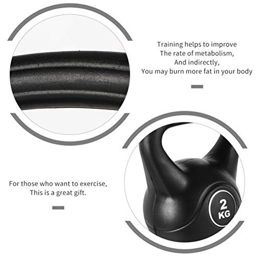 BESPORTBLE Fitness Kettlebell 2 kg de plástico para treino de musculação, musculação para casa, acad