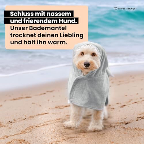 Wahre Tierliebe Hundebademantel waschbar - Trockenes Fell in nur wenigen Minuten - Hundehandtuch als kuscheliger Kälteschutz. Für Große, mittelgroße und kleine Hunde, Bademantel Hund, XL