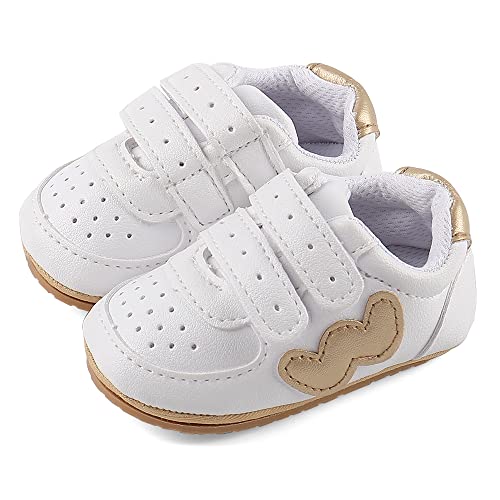 CHEERFUL MARIO Chaussures Premier Pas Bébé Garçon Fille 3-18 Mois Crib Chaussures Cuir Souple Légères Antidérapant W Or 6-12 Mois Cover