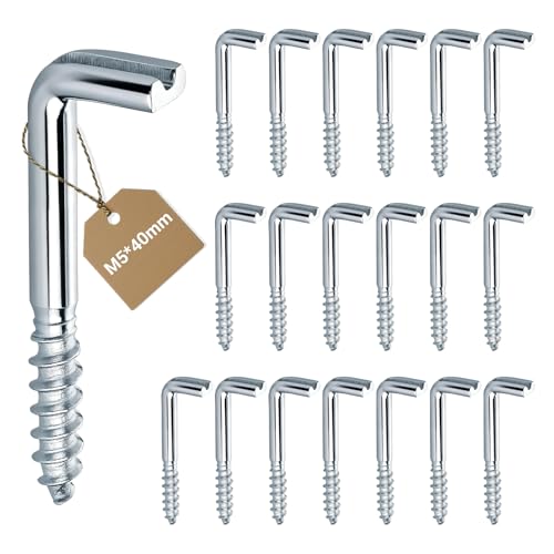 Rbleote Tornillos De Gancho En L 20 Unidades M5-40 Mm Acero Inoxidable Alcayatas Pared Para Colgar En Interiores Y Exteriores Artículos Para Colgar