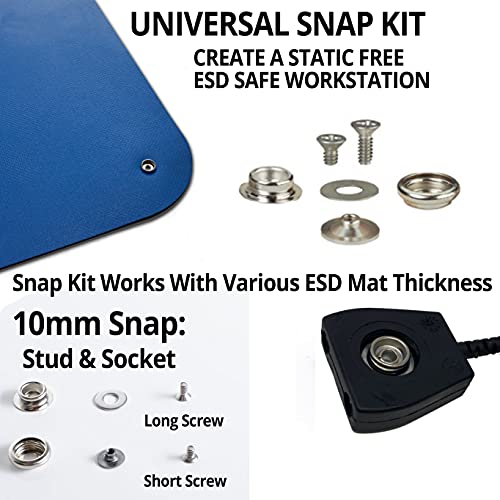 Static Care Esd Mat Workstation Ground Kit - 15' Common Point With Banana Plug, Universal Snap Kit, Banana Plug Adapter, 6' Coil Cord With Alligator Clip, Black Fabric Wrist Band 4Mm #TOP4
