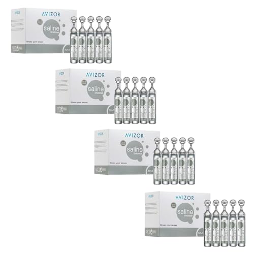 Avizor Solución Salina Unidosis 30x5ml - Pack de 4 Cajas - Aclarado e Hidratación de Lentes de Contacto - Enjuague, Hidratación y Cuidado de Lentes y Ojos