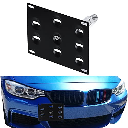 PTNHZ Aluminum Front Bumper Tow Hook License Plate Holder Compatible with BMW F-Series 11-on F30 F31 F10 F11 F07 F25 F55 F56 F15 3 5 Series Mini Cooper R60 R61