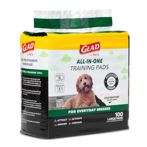 Image of Glad for Pets Activated Carbon Disposable Dog Training Pads, 100 Count, Large (Pack of 2)