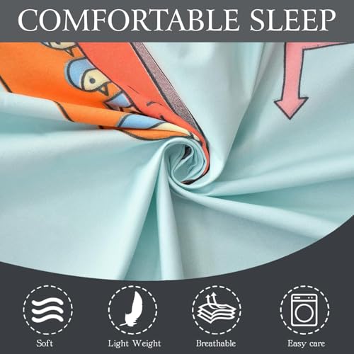 Image of RD FABS Glace Cotton Wrinkle Free Soft Hypoallergenic Bed Sheet with 2 Pillow Cover | Cartoon Printed | Double Bed King Size Kids Bedsheet (90x95 Inches /Aqua /Bus) 144 TC