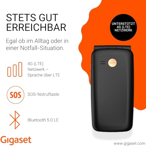 Gigaset GL795 Feature Phone – 4G Voice Over LTE, einfache Bedienung, 2,8 IPS-Display, 1400 mAh Akku, Audio-Boost, SOS-Taste, Bluetooth 5.0, Hörgerätekompatibel, Designed in Germany, Dunkelgrau