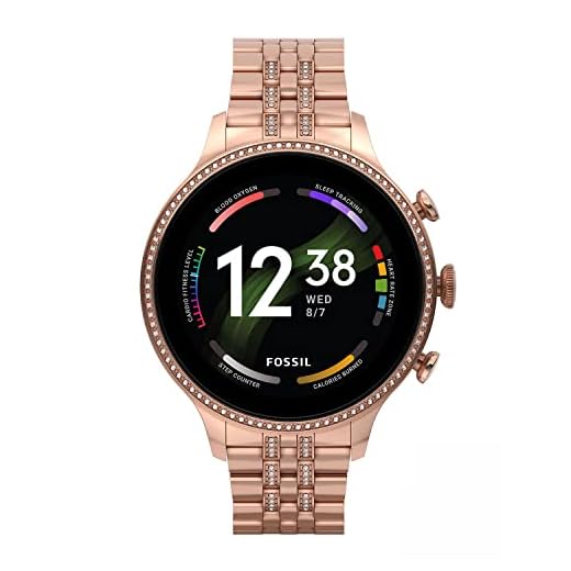 Montre Connectée 6ème Génération de Fossil en Acier Inoxydable, Doré Rose, pour Femme avec Bracelet en Acier Inoxydable Doré Rose, FTW6077
