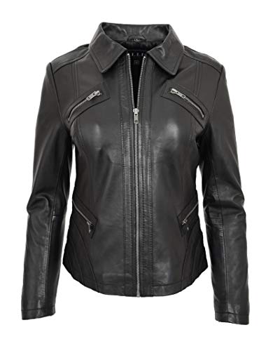 Veste en cuir souple noir femme finie la rigidité avec le style Leah