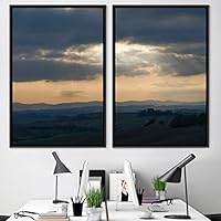 2 Piece Framed Canvas Wall Art Sunset in The Mountains Canvas Prints Home Artwork Decoration for Living Room,Bedroom - 16