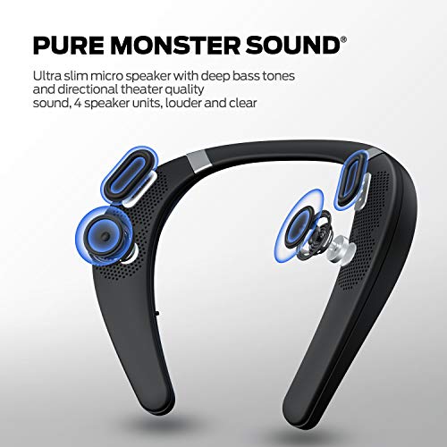 Monster Boomerang Neckband Bluetooth Speaker, Neck Speaker Bluetooth Wireless, Wearable Speaker with 12H Playtime, True 3D Stereo Sound, Portable Soundwear, IPX7 Waterproof, for Home Sport Outdoor