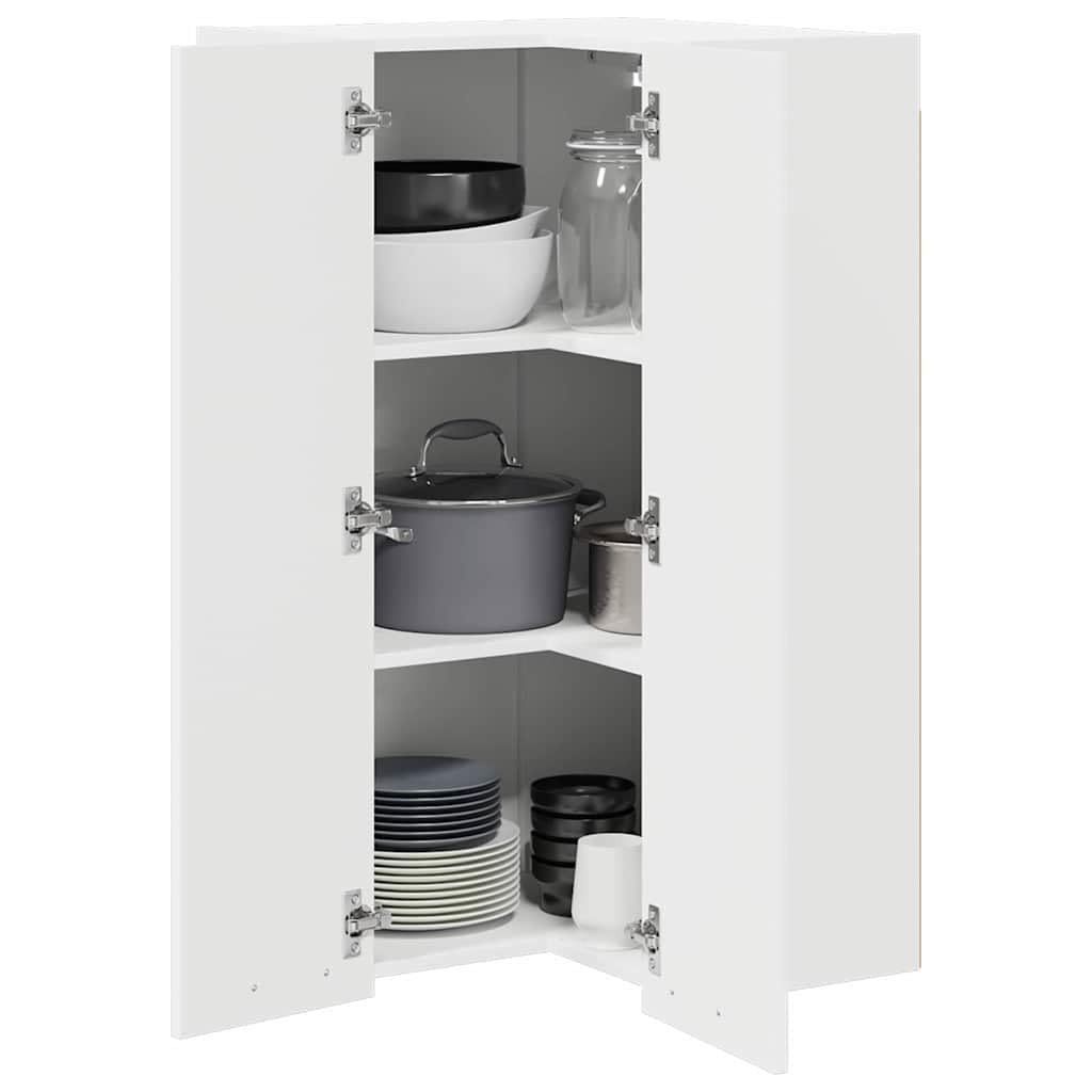 Hängeschrank Weiß aus Holzwerkstoff 57 x 57 x 100 cm mit viel Stauraum und 2 Scharniertüren, moderner Küchenschrank für Innenbereiche, praktischer Vorratsschrank und Aufbewahrungslösung