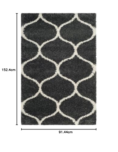 Image of Shaggy Floor Carpets for Living Room, Elegant Bed Side Runner Carpet, Sofa Area Kids Room Carpet, (3x5 Feet, Grey Ivory)