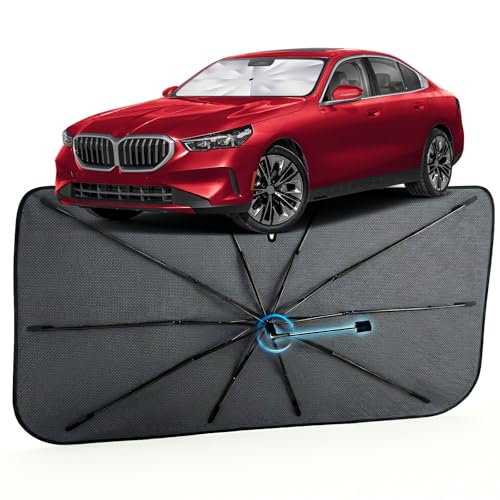 Image of Car Windshield Sun Shade for BMW 5 Series 2018-2026 -[Reflective Coated Fabric] Sunshade Umbrella for Front Window, Car Shades Sun Visor Keep Car Cool and Protects Interior, 1:1 Exact Fit