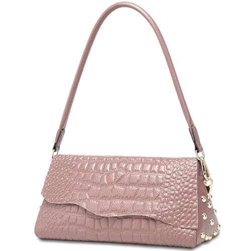 Image of BOYATU Genuine Leather Shoulder Bag Women: Handmade Crocodile Pattern Purse