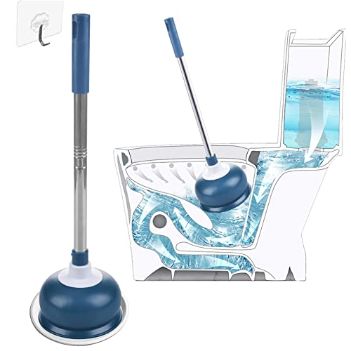 AUMUA Heavy Duty Toilet Plunger for Bathroom with Holder, Toilet Clog Remover Tool - Strong Suction, Blue