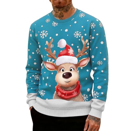 Weihnachtspullover Herren Lustig Rentier - 3D Druck Sweatshirt Männer...