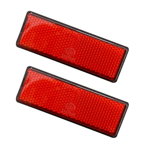 Image of povtii 2 PCS Motorcycle Warning Reflectors, M6x1.0 Waterproof Plastic Reflective Warning Reflector, Motorcycle Rear Safety Reflector with Screw, Universal Motorcycle Accessories (Rectangular, Red)