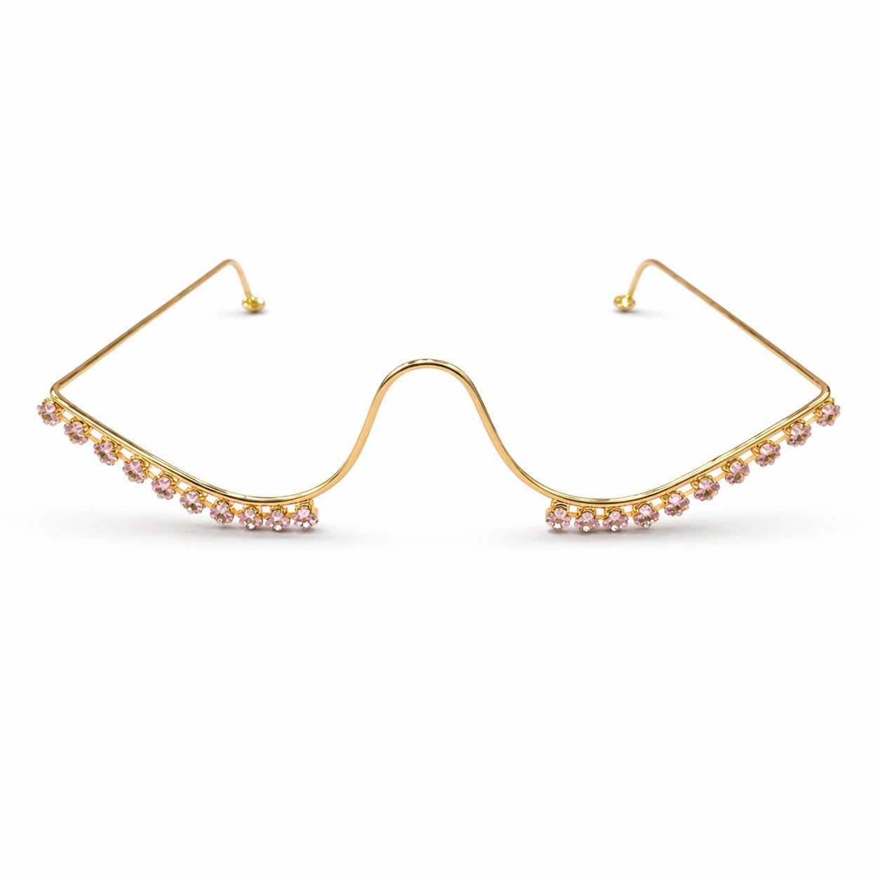 Gold Plated Curve Facelet White Stone Floral Wave Nose Chain Minimal Adjustable Lightweight Elegant Women Girls Style-image-28