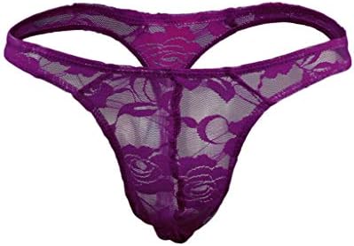 Extlps Transparent Lace Thong G-String Underwear for Sissy Men PE-M Purple
