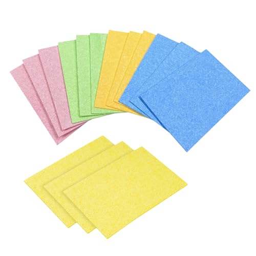 JIHUOO Lot de 15 éponges compressées en cellulose - Éponges de nettoyage de cuisine - Éponges colorées en pâte de bois - Éponges à récurer pour la vaisselle, les voitures