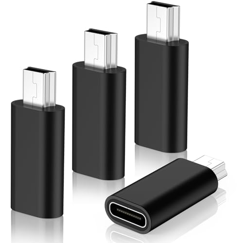 Vancle Adaptador USB C a Mini USB, Adaptadores USB C Macho a Mini USB Hembra para Portátil, LG, Teléfono Móvil, etc (4 Piezas)