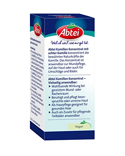 Abtei Kamillen Konzentrat - mit echter Kamille - vielseitig anwendbar - für Haut-, Haar- und Mundpflege, für Umschläge oder als Badezusatz - vegan - 1 x 50 ml
