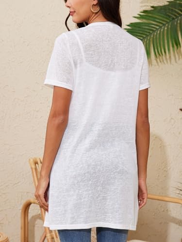 Image of Spicy Sandia Women's Lightweight Sheer Cardigans with Pockets Kimono Cover Up for Summer