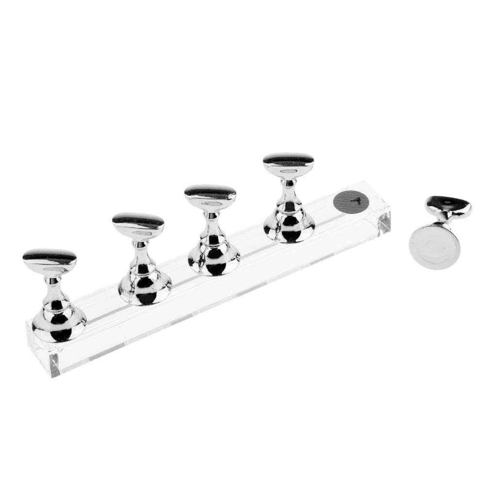 Magnetic Nail Art Tips Holder Stand with Acrylic Base, 5 Slots | Chrome Finish, Practice Display Tool, Detachable Holders, Clear Acrylic Base, Nail Art Accessory-image-35