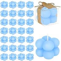 30er Set Blau Bubble Kerze für Babyparty Gastgeschenke, Mini Duftkerzen mit Karten & Trockenblumen, Kleine Sojawachs Candle Aromatherapie für Hochzeit Taufe Babyshower Geburtstag Geschenk