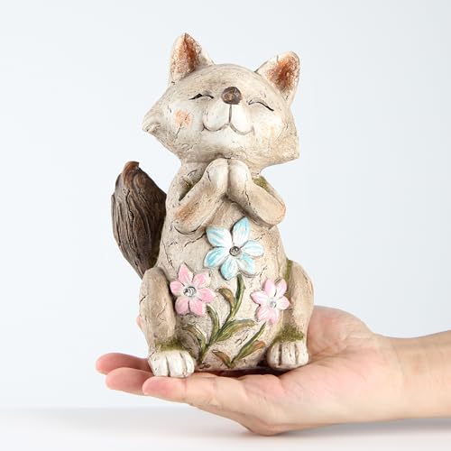Smadeer Fox Statue For Garden Decor,Garden Statue With Solar Power Light For Outdoor Patio Porch Lawn Yard Backyard Oudside Indoor Shelf Decoration,Praying Fox Garden Sculptures & Statues thumb #2