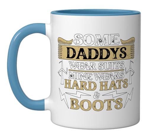Some Daddys Wear Suits Windmill Operator Wind Turbine Tech Ceramic Mug, Blue/White