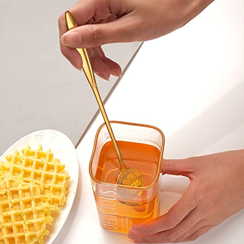 Fapiwen Golden Spoons, Coffee Spoon, Flower Teaspoons, Desserts Spoons, Stainless Steel Reusable Tea Scoops, Spoon Set for Kitchen, Dessert House, Cafe Or Bar (Set of 4 PCS Gold),18 centimeter